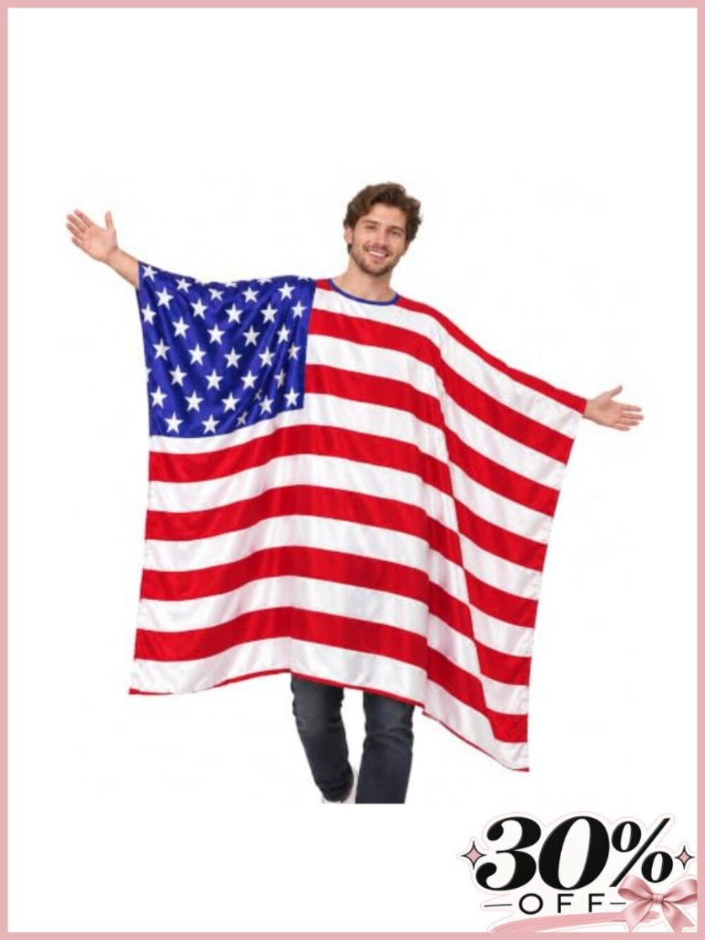 Patriotic American Flag Cape Halloween Costume Set Stars Stripes